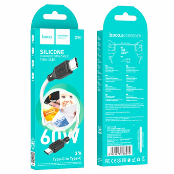  Дата-кабель HOCO X90 Cool 60W silicone Type-C to Type-C белый 