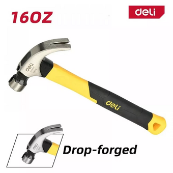  Молоток-гвоздодер Deli DL5002F 450 гр фиберглассовая рукоять 