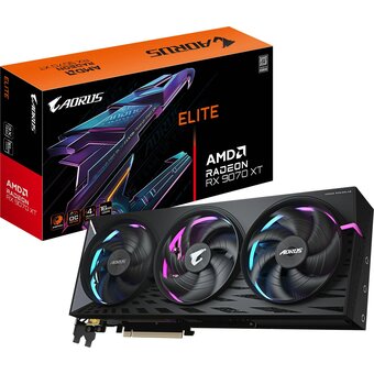  Видеокарта Gigabyte AMD Radeon RX 9070XT Aorus Elite OC (GV-R9070XT Aorus E-16GD 1.0) 16ГБ, GDDR6, Ret 
