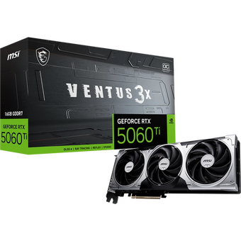  Видеокарта MSI Nvidia GeForce RTX 5060TI Ventus 3X OC (RTX 5060 Ti 16G Ventus 3X OC) 16ГБ, GDDR7, Ret 