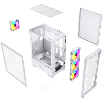  Корпус Powercase Mistral AZ4W ARGB (CMAZW-A4), Tempered Glass, 4x 120mm ARGB Fans, белый, ATX 