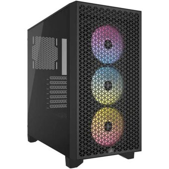  Корпус Corsair 3000D RGB Airflow (CC-9011255-WW) без БП , Midi-Tower, TG, 3x120mm 2xUSB-A 3.2, E-ATX, ATX, mITX Black 