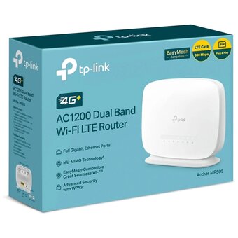  Роутер беспроводной TP-Link Archer MR505 AC1200 10/100/1000BASE-TX/3G/4G/4G+ cat.6 белый 