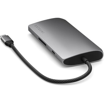  Док-станция Satechi USB-C Multiport Adapter 8K With Ethernet V3 (ST-P8KEM) Серый космос 