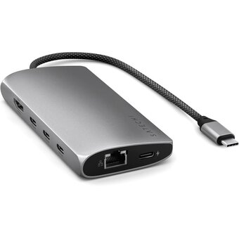  Док-станция Satechi USB-C Multiport Adapter 8K With Ethernet V3 (ST-P8KEM) Серый космос 