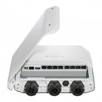  Роутер MikroTik RB5009UPR+S+OUToutdoor heavy-duty PoE router1x 2.5 Gigabit Ethernet, 10G SFP+, 1GB of RAM, 1GB NAND, modern quad-core CPU 
