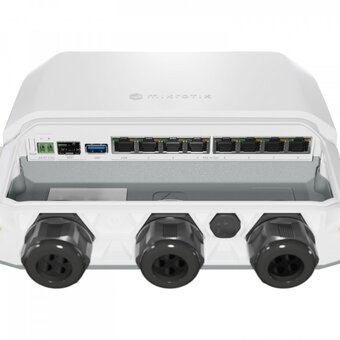  Роутер MikroTik RB5009UPR+S+OUToutdoor heavy-duty PoE router1x 2.5 Gigabit Ethernet, 10G SFP+, 1GB of RAM, 1GB NAND, modern quad-core CPU 