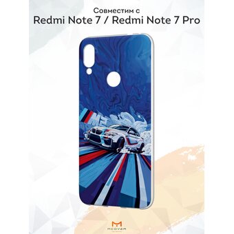  Силиконовый чехол Mcover для Redmi Note 7 (Редми 7), с принтом Гоночная машина 
