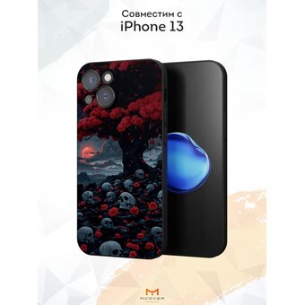 Силиконовый чехол  Mcover для iPhone 13 (Айфон 13 ), с принтом Дерево с черепами 