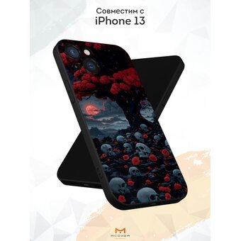  Силиконовый чехол  Mcover для iPhone 13 (Айфон 13 ), с принтом Дерево с черепами 
