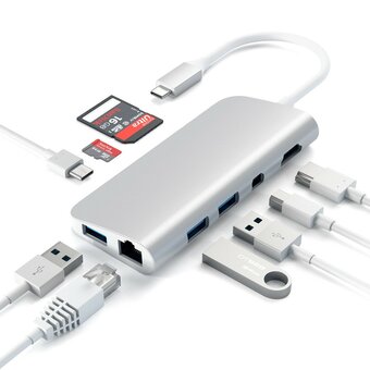  Док-станция Satechi Aluminum Type-C Multimedia Adapter (ST-TCMM8PAS) Серебристый 