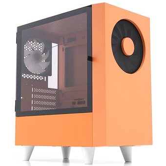  Корпус WIZMAX EM1 Woofer Orange без БП M-ATX Mini-Tower, TG, 1x160mm + LED, 1xUSB-A 3.0 2.0, mATX, mITX 