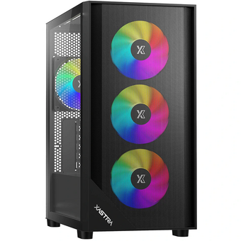 Корпус XASTRA A401M 4ARGB Black (A401M-4FC12A-BK) mATX/Mesh /Screwless full-size TG/ 4x120mm ARGB PWM fans 