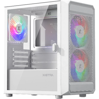  Корпус XASTRA A303M 3FRGB White (A303M-2FC14F-1FC12F-D-WH) mATX/Mesh/ tempered glass / 2x140mm + 1x120mm FRGB fans/ Door 
