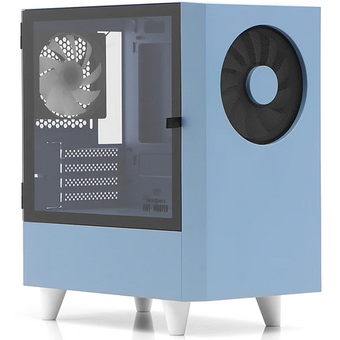  Корпус WIZMAX EM1 Woofer Blue без БП M-ATX Mini-Tower, TG, 1x160mm + LED, 1xUSB-A 3.0 2.0, mATX, mITX 