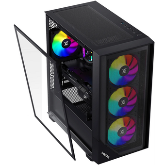 Корпус XASTRA A401M 4ARGB Black (A401M-4FC12A-BK) mATX/Mesh /Screwless full-size TG/ 4x120mm ARGB PWM fans 