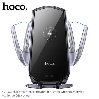  Автодержатель HOCO CA202 Plus Enlightener infrared induction wireless charging черный, металик, серый 