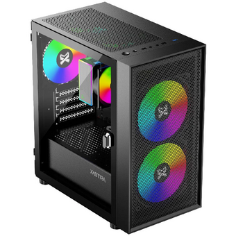  Корпус XASTRA A305M 3ARGB Black (A305M-2FC14A-1FC12A-D) mATX/Mesh tempered glass 2x140mm + 1x120mm ARGB PWM fans Door 