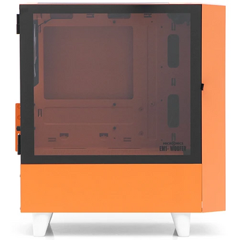  Корпус WIZMAX EM1 Woofer Orange без БП M-ATX Mini-Tower, TG, 1x160mm + LED, 1xUSB-A 3.0 2.0, mATX, mITX 