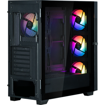  Корпус ZALMAN S5 Neo, ATX, Black, Window, 2xCombo (3.5" or 2.5"), 4x2.5", 1xUSB2.0, 1xUSB3.1, Front 3x120mm FRGB, Rear 1x120mm FRGB 