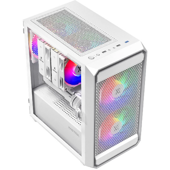  Корпус XASTRA A303M 3FRGB White (A303M-2FC14F-1FC12F-D-WH) mATX/Mesh/ tempered glass / 2x140mm + 1x120mm FRGB fans/ Door 