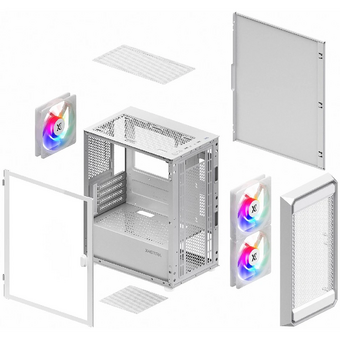  Корпус XASTRA A303M 3FRGB White (A303M-2FC14F-1FC12F-D-WH) mATX/Mesh/ tempered glass / 2x140mm + 1x120mm FRGB fans/ Door 