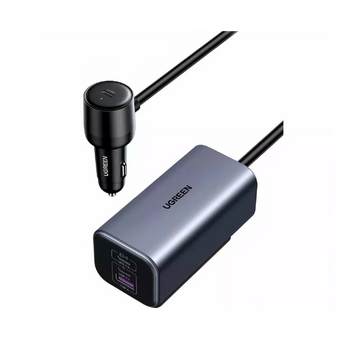  АЗУ UGREEN EC706 (35571) 150W 4-Port GaN with Extended USB-A+2*USB-C Fast Car Charger Gray 