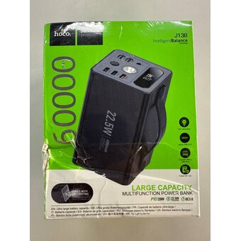  УЦ Аккумулятор внешний резервный HOCO J138 Distant 22.5W+PD20W+DC12V multi-function power bank 60000mAh black (плохая упаковка) 