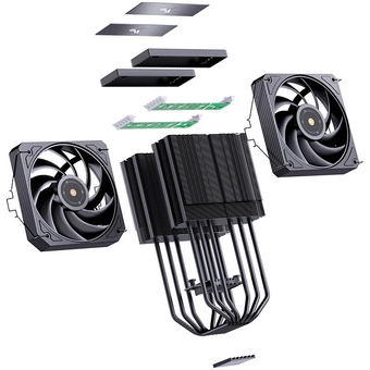  Кулер JONSBO HX6280 Black LGA1851/1700/1200/115X/AM5/AM4 (TDP 280W, PWM, 130mm Black Fan*1, 120mm Black Fan*1, 6 тепловых трубок) 