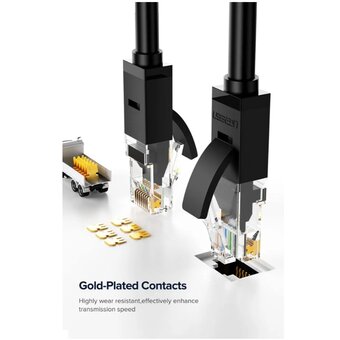  Кабель UGREEN NW102 (20166) Cat 6 8-Core U/UTP Ethernet Cable 20m Black 