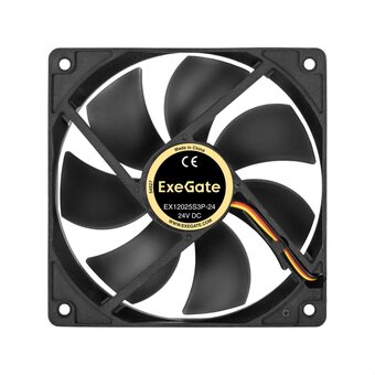  Вентилятор Exegate EX12025S3P-24 24В DC (EX297092RUS) (120x120x25 мм, Sleeve bearing (подшипник скольжения), 3pin, 2100RMP, 35dBA) 