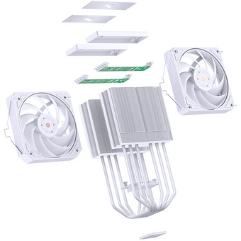  Кулер JONSBO HX6280 White LGA1851/1700/1200/115X/AM5/AM4 (TDP 280W, PWM, 130mm Black Fan*1, 120mm Black Fan*1, 6 тепловых трубок) 