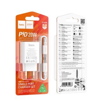  СЗУ HOCO C143A Benefit single port PD20W C to C белый 