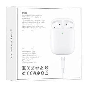  Блютуз гарнитура BT Borofone BW89/ Белый 