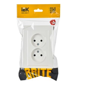  Розетка силовая IEK Brite РС12-2-БрБ (BR-R20-10-K01-F) белый 
