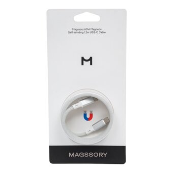  Магнитный кабель Magssory CBL001 60W USB-C, 1,2м, silver/серебро 