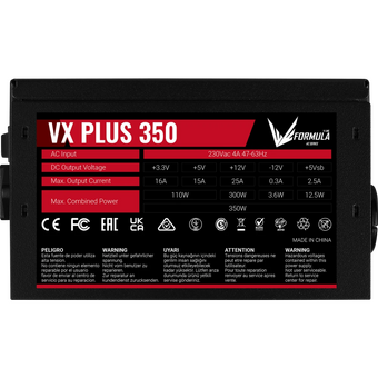  Блок питания FORMULA VX Plus 350 350W (4711401661610) (ATX, 20+4 pin, 2xSATA, 2хMolex, 1хFDD, 12cm fan) 