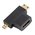  Переходник аудио-видео HDMI (f)/Micro HDMI (m)/Mini HDMI (m) черный (+ Mini HDMI (Male)) 