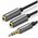  Кабель UGREEN AV141 30619 3.5mm male to 2 Female Audio Cable Aluminum Case 20cm Black 