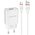 СЗУ Borofone BA20A 5V/2,1A 1USB Sharp single port + Type-C cable, white 