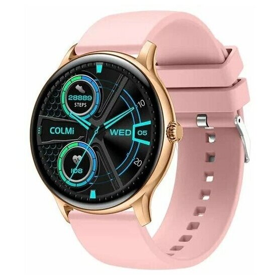 Smart Colmi i10 Gold Frame Pink Silicone Strap