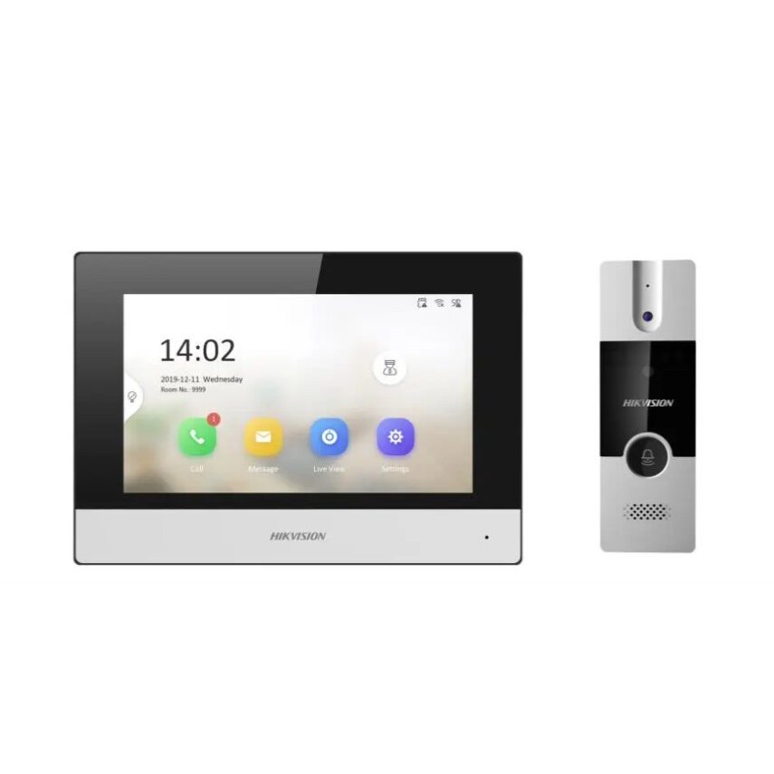 Комплект видеодомофона ds d100ikwf. Видеодомофон, DS-kh6320-wte1 (7", Wi-Fi). Hikvision видеодомофон. Монитор видеодомофона DS-kh6320-wte1. Видеодомофон видеодомофон Hikvision DS-kis202